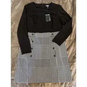 DKNY Business Casual Skirt Suit 1 Peice Size 16 Black‎ And White NWT Msrp $134